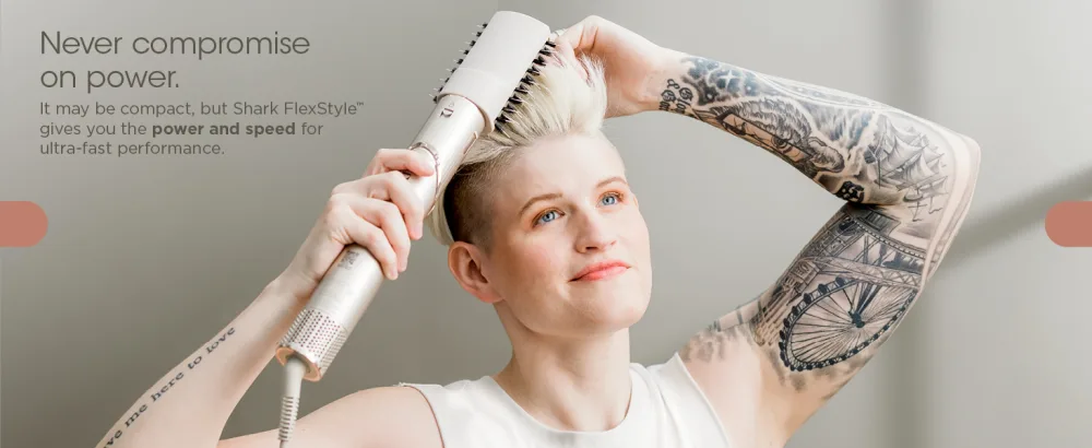 Shark HD430C FlexStyle Air Styling & Drying System Powerful Hair Blow Dryer & Multi-Styler with Auto-Wrap Curlers Paddle Brush Oval Brush Concentrator Attachment Stone - Never compromise on power.