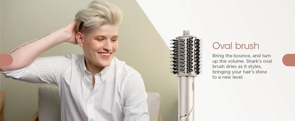 Shark HD430C FlexStyle Air Styling & Drying System Powerful Hair Blow Dryer & Multi-Styler with Auto-Wrap Curlers Paddle Brush Oval Brush Concentrator Attachment Stone - Oval brush