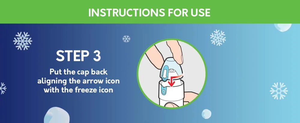 Compound W Freeze Off for Kids, Wart Removal Treatment, 15 Applications - Step 3 Put the cap back aligning the arrow icon with the freeze icon