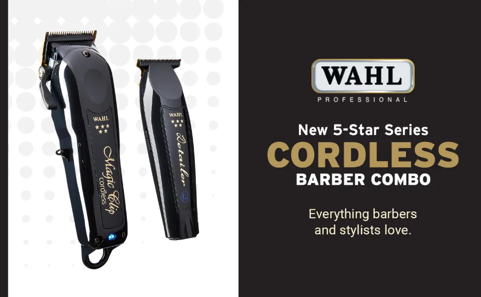 Wahl Professional 5 Star Cordless Magic Clip & Cordless Detailer Li Combo - Model 56458 - Wahl Cordless Barber Combo (Magic and Detailer)