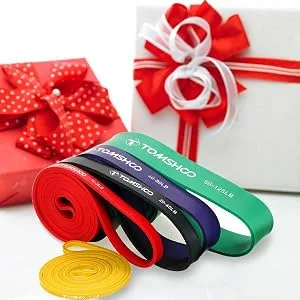 TOMSHOO Pull Up Assist Resistance Exercise Bands for Body Streching Powerlifting Resistance Training Single Band (5 Set) - gift