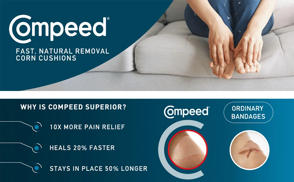 Compeed Corn Plasters, Advanced Corn Care Cushions, 10 Count (Pack of 2) - Packaging may Vary - Compeed Instant Pain Relief from Blisters