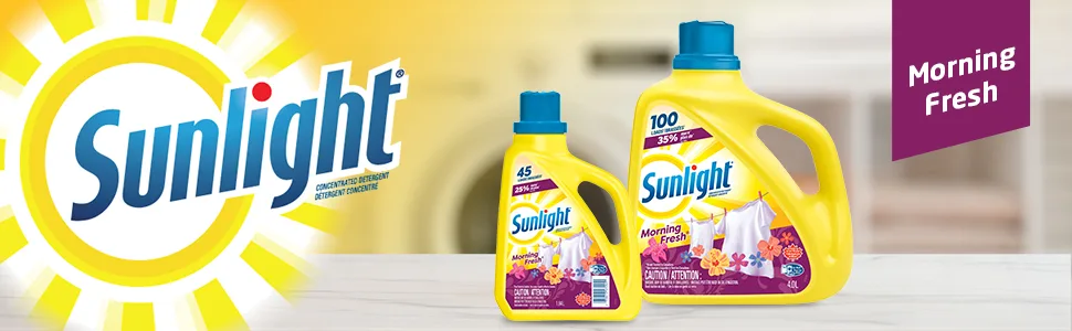 Sunlight Detergent Morning Fresh (45 loads 1.84L) with Concentrated Formula Laundry Detergent Liquid for Exceptional Cleaning and Stain Remover to Brighten Laundry Yellow - Sunlight Morning Fresh
