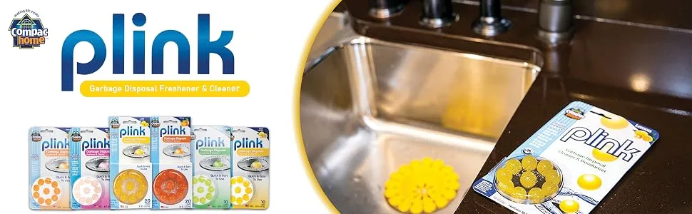Compac Plink Garbage Disposal Cleaner and Deodorizer, Lemon, 20 Count Lemon 20 Count (Pack of 1) - plink banner