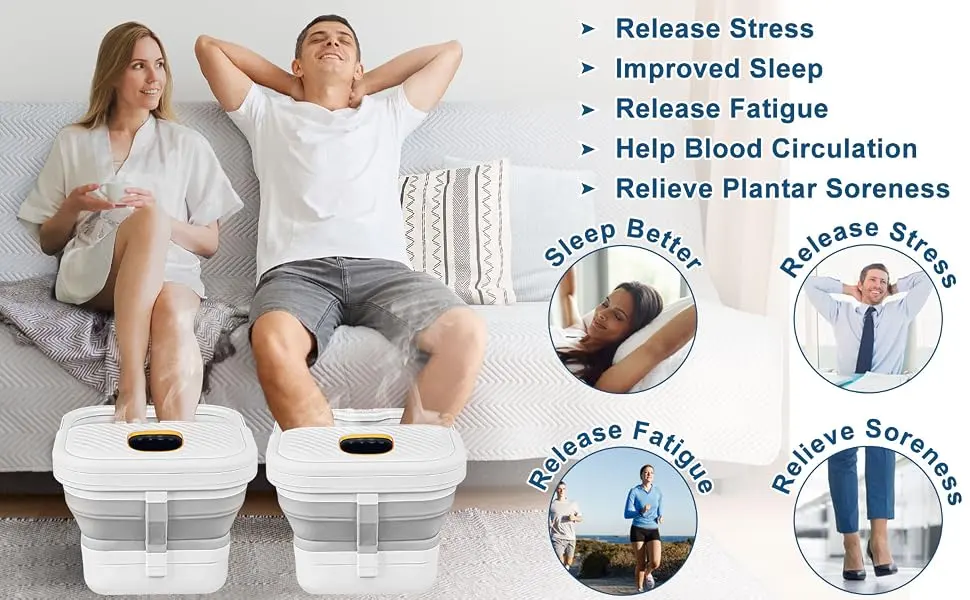 UNIFULL Collapsible Foot Spa Bath with Heat Motorized Massager Touch Screen Foot Pedicure Kit Temperature Control Pedicure Foot Spa Foot Bath - unifull foot spa