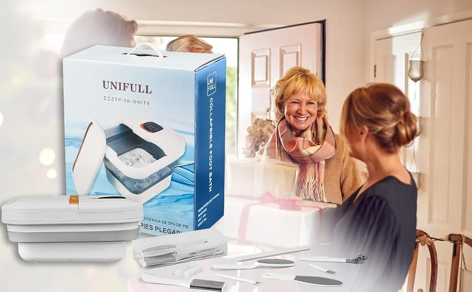 UNIFULL Collapsible Foot Spa Bath with Heat Motorized Massager Touch Screen Foot Pedicure Kit Temperature Control Pedicure Foot Spa Foot Bath - unifull foot spa