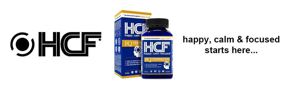 HCF Mind Boosting Supplement with Amino Acids Vitamins & Minerals for Improved Attention Focus Concentration and Cognitive Performance. (2-Pack) - hcf happy calm focused