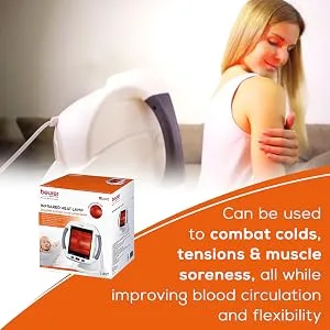 Beurer Infrared Light Therapy Device with Heating Lamp Adjustable Targeted Heat Intensity Digital Timer Goggles Included Red Light at Home Recovery - improve circulation, reduce inflammation, red light therapy, heat lamps