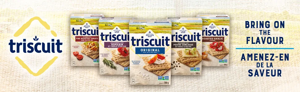 Triscuit Roasted Garlic 200g with Triscuit Cracked Pepper & Olive Oil Crackers 200 g - Triscuit Bring on the flavour