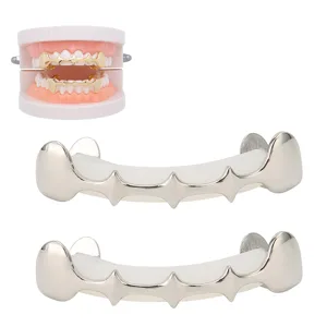 Irregular Hip Hop False Tooth Set Halloween Festival Hip Hop Tooth Decoration Accessory (Silver Color) - 1411210223012-2