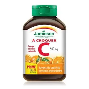 Jamieson Chewable Vitamin C 500 mg + Zinc 50 Mg Tablets Bundle - product information 1