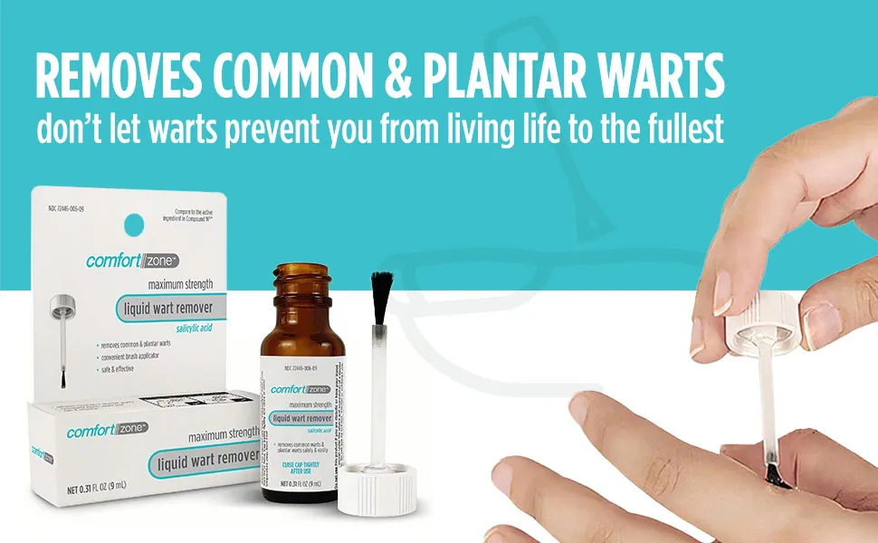 Comfort Zone Liquid Wart Remover, 0.31 Fl Oz - Removes Common and Plantar Warts