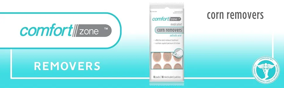 Comfort Zone Corn Removers Medicated Patches, Effective Corn Removal Pads with Salicylic Acid, 18 Medicated Patches and 18 Protective Pads - Comfort Zone Corn Removers