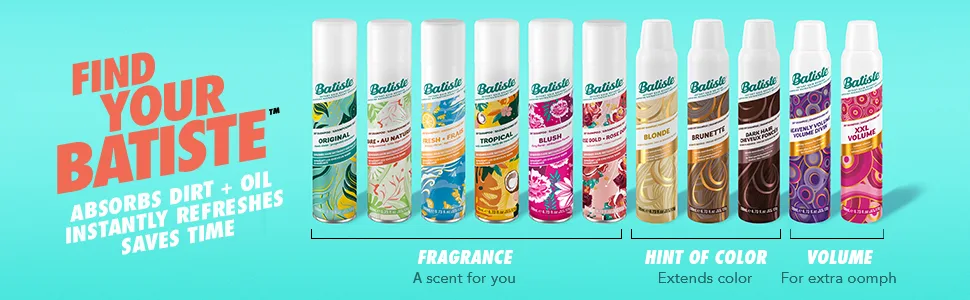 Batiste Dry Shampoo Spray Original + Tropical Scent 200-ml (Packaging may vary) - dry shampoo batiste