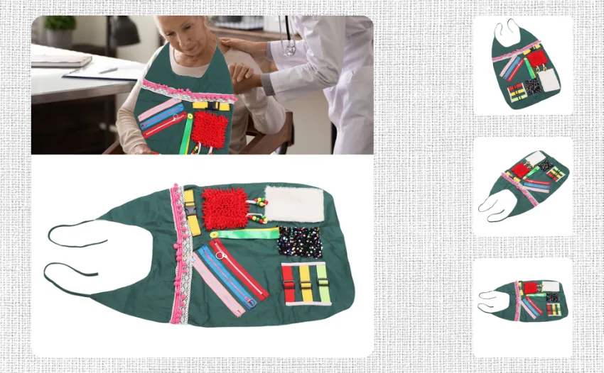 Jauarta Sensory Blanket Apron Anxiety Relieving Elderly Alzheimer Activities Apron for Memory Loss Dementia - 1411230484811-1