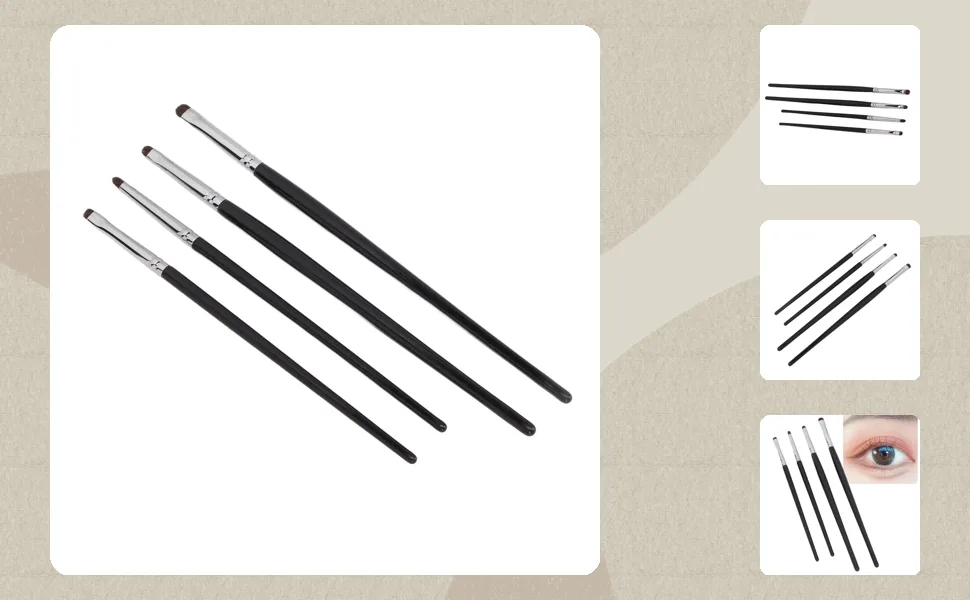 Jauarta 4pcs Eye Shadow Eyeline Brushes Soft Brush Comfortable Handle Hair Detail Makeup Brush Kit - 1410220136711-1