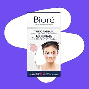 Bior Original Deep Cleansing Pore Strips Nose Strips for Instant Pore Unclogging and Blackhead Removal Dermatologist Tested Oil Free and Vegan Friendly - Bioré Original pore nose strip blackhead remover for improved better looking clearer skin