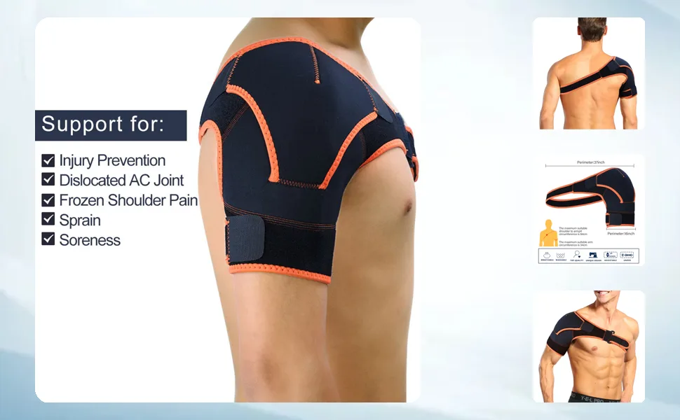 Shoulder Brace Adjustable Shoulder Support Brace Strap Joint Sport Gym Compression Bandage Wrap - TJOT14300-1