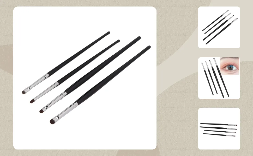 Eye Shadow Brush Kit Easy Apply Comfortable Grip Ergonomic Handle Detail Makeup Brush Kit 4pcs Moderate Texture Soft Hair for Home Use - 1410220136711-1