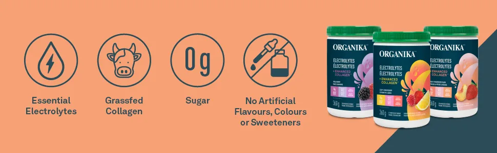 Organika Electrolytes + Enhanced Collagen Hydration + Protein Bundle (Strawberry Peach + Wildberry Flavours) - 720 grams 60 Servings - product information 7