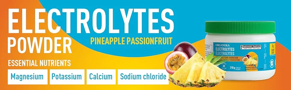 Organika Electrolytes Powder- Pineapple Passionfruit- Sugar-Free Hydration and Electrolyte Replenish & Electrolyte Drink Mix - Raspberry flavour- Zero Sugar Hydration- 350 gram - 100 Servings - product information 1