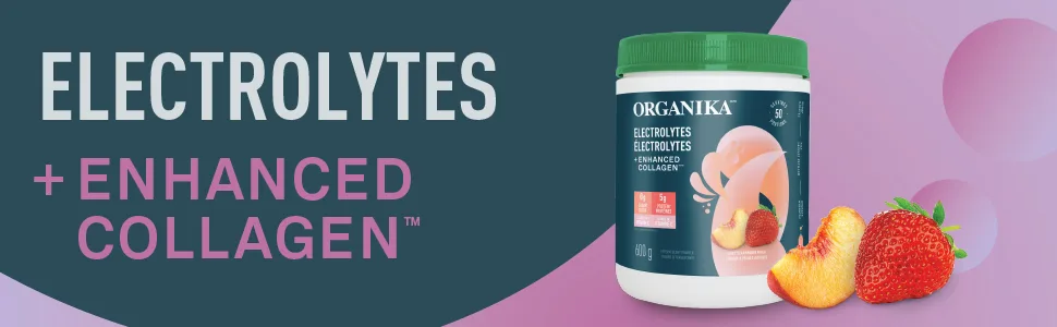 Organika Electrolytes + Enhanced Collagen - Strawberry Peach - Hydration + Protein 600 gram & Electrolytes Defence with Elderberry and Echinacea- Citrus Berry - Immune System Support - SP600