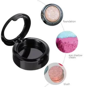 Garneck 8pcs Box Empty Eye Shadow Box Clear Makeup Case Tiny Cosmetic Jars Eyeshadow Holder Travel Bottle Black 4.1x3.8cm - product information 2