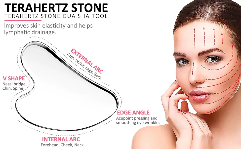 Terahertz Gua Sha Tool Terahertz Stone Gua Sha Scraping Tool Men Women Portable Facial Beauty Lymphatic Drainage Massager - product information 1