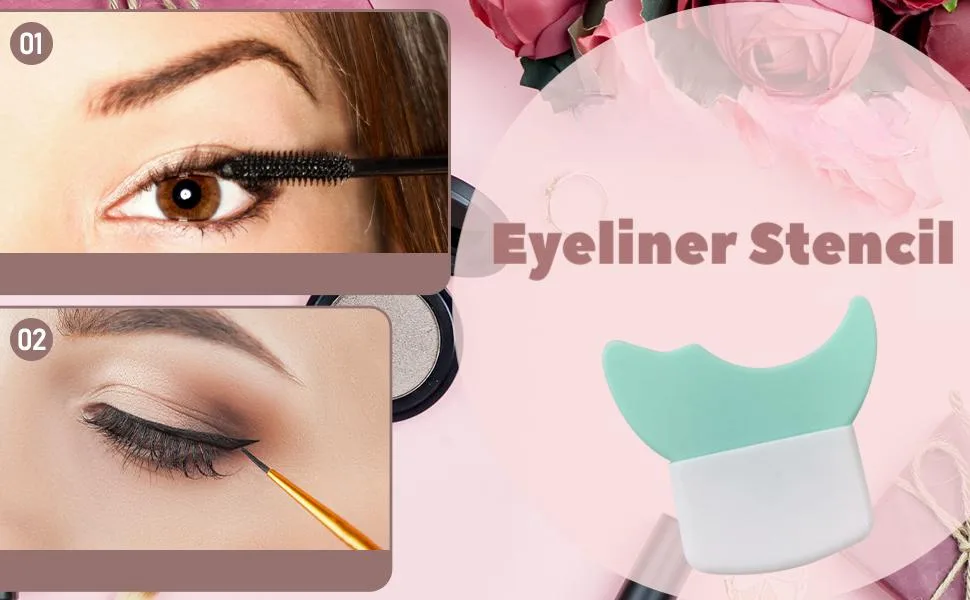 harayaa Eyeliner Stencil Lazy Quick Eye Makeup Tool Professional Eyeliner Guide Template Eye Makeup Aid Eyelash Guard Winged Tip Eyeliner Aid Green - Eyeliner Stencil
