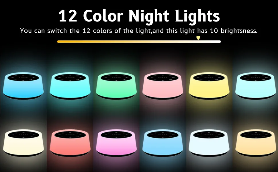 ColorsNoise Sound Machine and White Noise Machine with 30 Soothing Sounds with 12 Colors Baby Night Light with Memory Function (T-Black) - product information 2