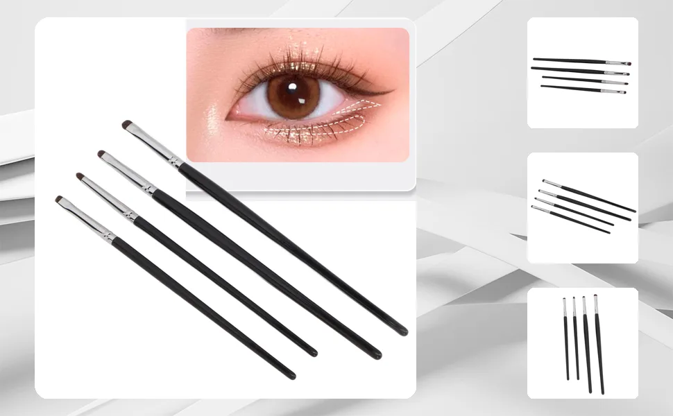 Eye Makeup Brushes Set 4pcs Small Head Dense Hair Soft Hair Easy Use for Eyeshadow Eyebrow Portable - 1410220136711-1