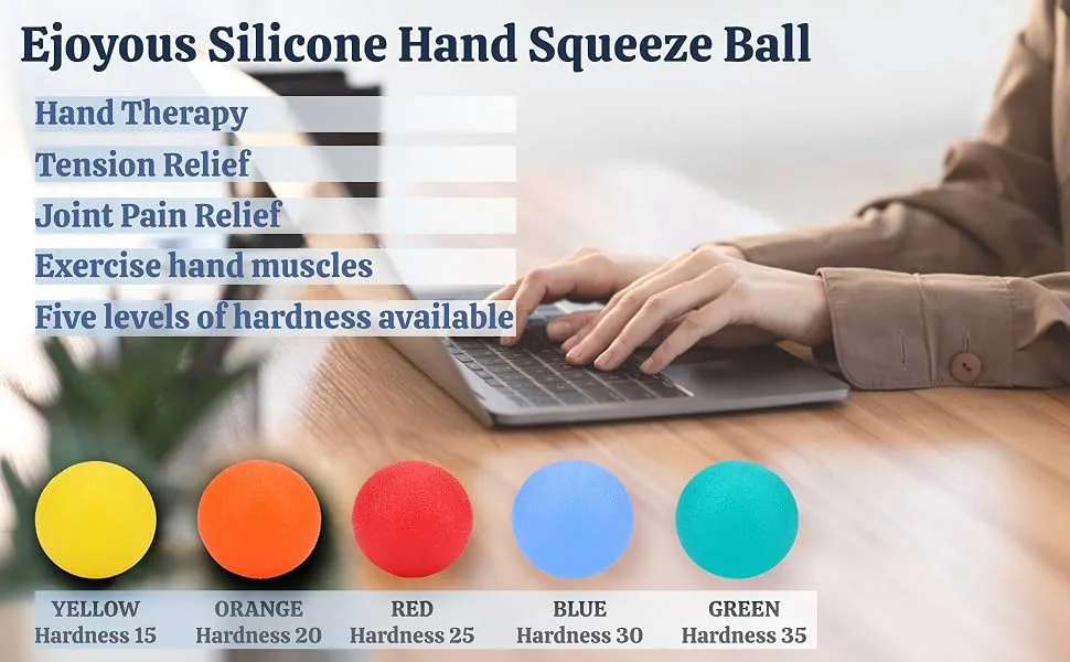 Ejoyous Squeeze Balls Silicone Hand Squeeze Ball for Hand Therapy Exercise Arthritis Wrist Carpal Tunnel Stress(Blue) - TJA02297-04-1