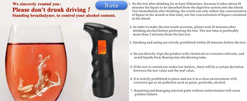 Breathalyzer Professional-Grade Accuracy Breath Alcohol Tester with LCD Digital Display Portable Alcohol Analyzer Detector for Home Party Personal Use - B08QFSYB9D