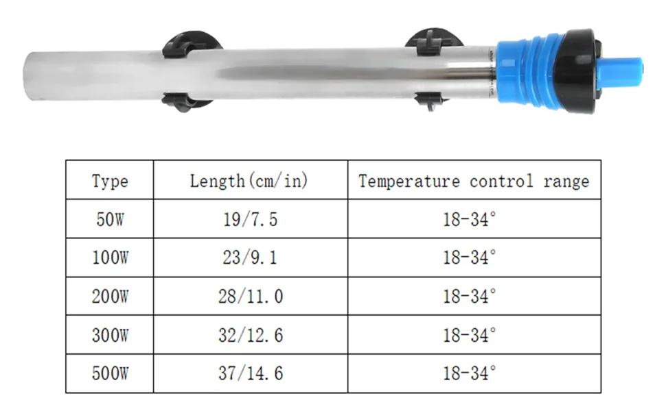 Aquarium Heater Stainless Steel Heating Rod Automatic Constant Adjustable Temperature with Suction Cup for Aquarium Fish Tank(200W US) - B08G8SWQG4