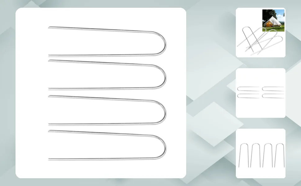 4 Pcs U Shaped Nail Tent Ground Staple High Hardness Stainless Steel Garden Pegs Securing Lawn Supplies - 3116210061811-1