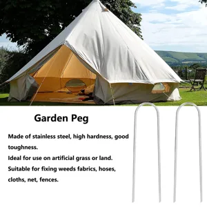 4 Pcs U Shaped Nail Tent Ground Staple High Hardness Stainless Steel Garden Pegs Securing Lawn Supplies - product information 6