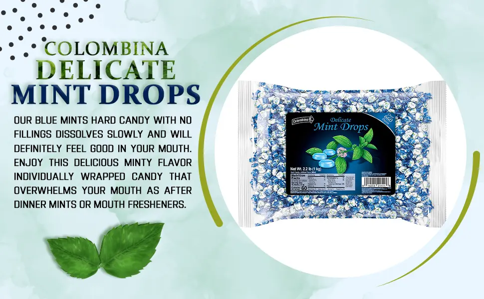 Colombina Breath Mints Delicate Drops | Over 660 Individually Wrapped Breath Savers Mini Mints in Bulk Bag 660 candies - Individually wrapped mint drops blue mints for candy party