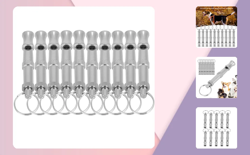 10PCS Dog Training Whistle Professional Adjustable Pitch Stainless Steel Pet Whistle for Recall and Stop Training and Pet Behavior Control - 2110200065011-1