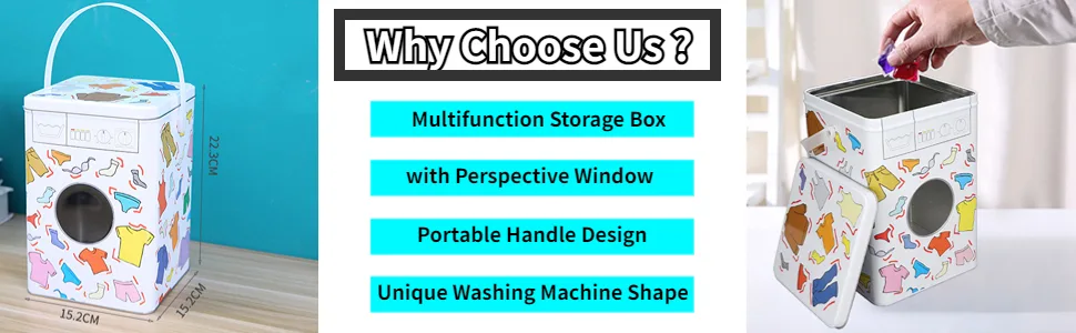 Laundry Detergent Container Large Capacity Laundry Powder Bin with Perspective Window and Lid Metal Laundry Detergent Powder Storage Box for Farmhouse Laundry Room Decor - product information 3