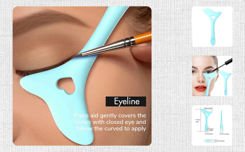 Silicone Aid Stencils Wing Tips Reusable Silicone Tool Mascara Drawing Aid Makeup Tool Applicator Tool (blue) - 10347763-1