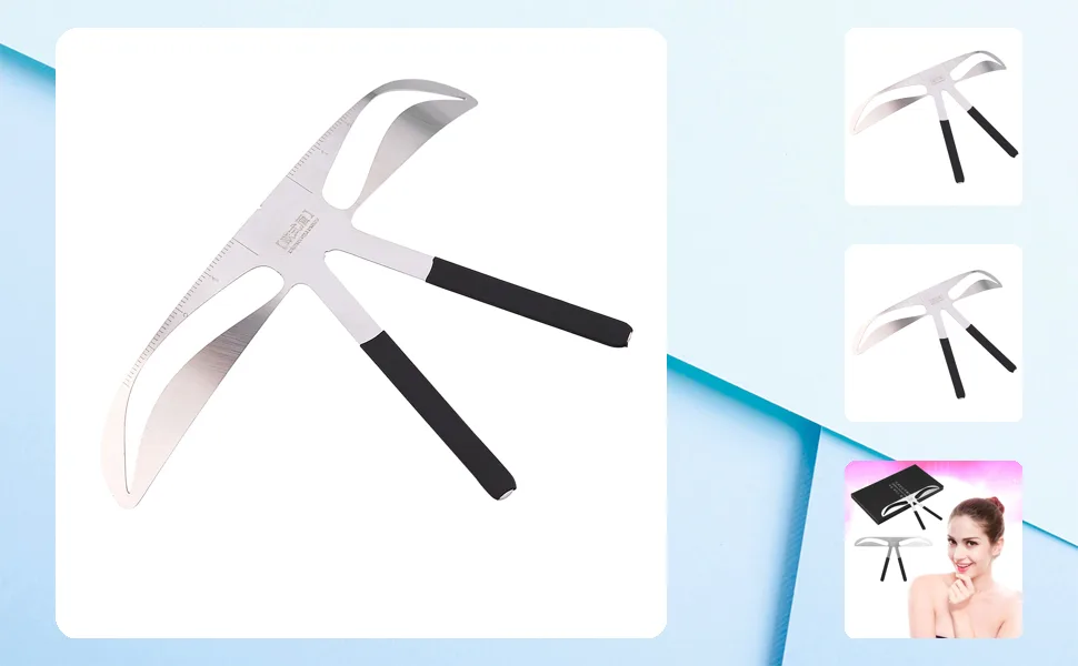 Line Marker Ruler 4 Types Permanent Eyebrow Ruler Eyebrow Measure Balance Extension Ruler Eyebrow Shape Stencil (Arched Eyebrows) - JM04947-03-1