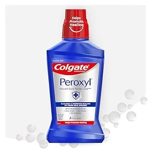 Colgate Peroxyl Antiseptic Mouth Sore Rinse, Mild Mint - 250mL, 8.4 fluid ounce - Mouthwash