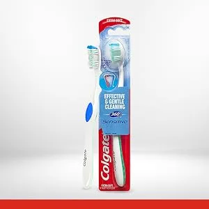Colgate 360 Extra Soft Toothbrush for Sensitive Teeth and Gums with Tongue and Cheek Cleaner - 2 Count 2 Count (Pack of 1) Extra Soft - Enamel Sensitive