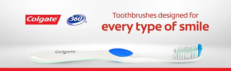 Colgate 360 Extra Soft Toothbrush for Sensitive Teeth and Gums with Tongue and Cheek Cleaner - 2 Count 2 Count (Pack of 1) Extra Soft - Sensitive Enamel