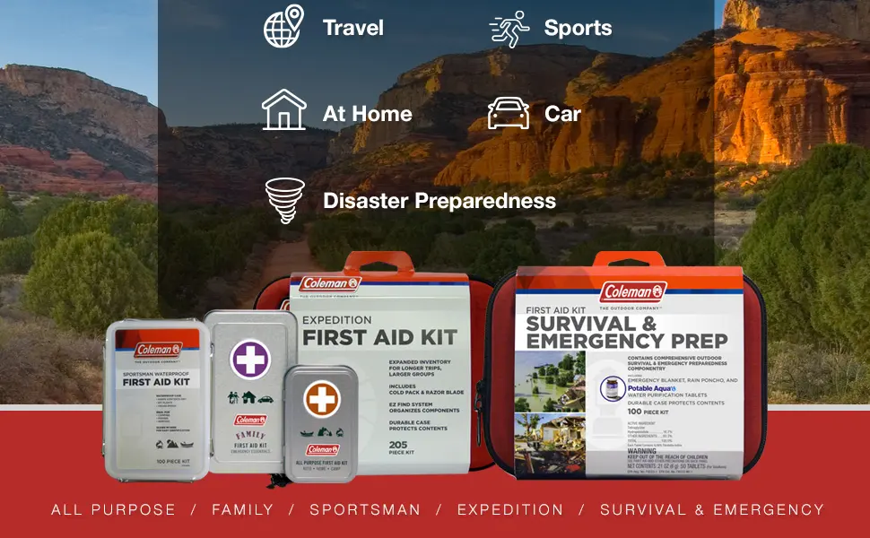Coleman All Purpose Mini First Aid Kit - 27 Pieces - Family First Aid kit, first aid tins, travel first aid kit, small first aid kit, basic first aid kit
