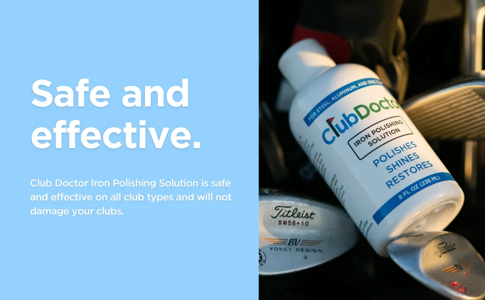 Club Doctor - Iron Polishing Solution - Golf Club Polish - Buff, Shine, Restore - Remove Scratches, Scuffs, and Rust - Improve Confidence - Golf Bag Essential - 8 oz - IPSA+CONTENT4