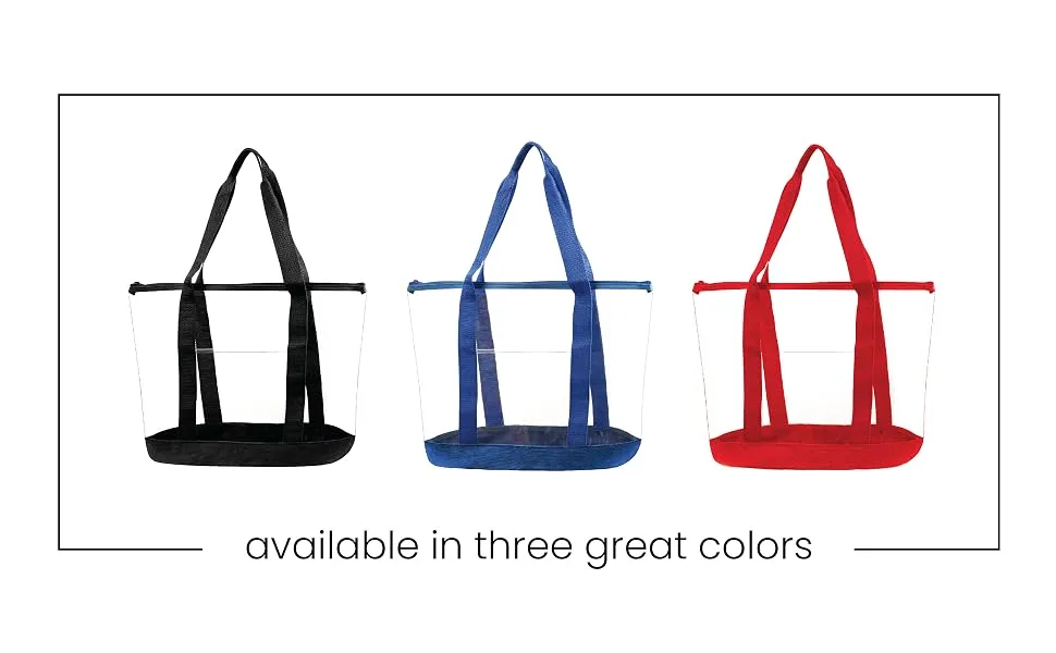 Clear Tote Bags for Work, Beach, Stadium, Security Approved With Zipper Closure Black Beach & Work - product information 4