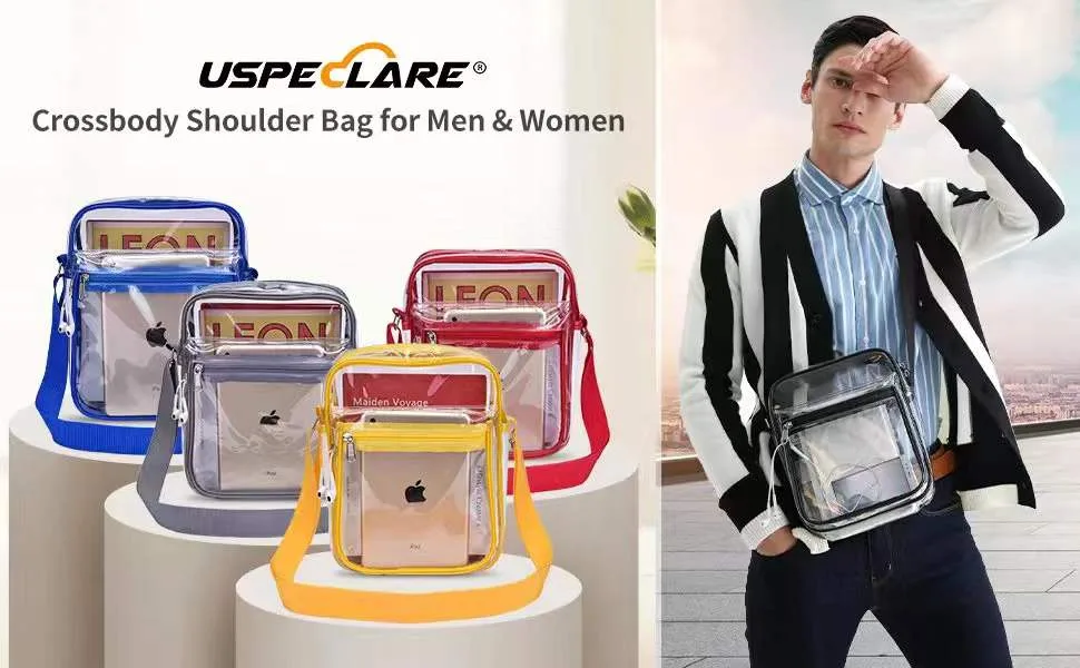 Clear Messenger Bag for Work & Business Travel for Men & Women,Stadium Approved ,Cross-Body Shoulder Bag Black - product information 3