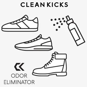 CleanKicks Odor Eliminator Spray, Deodorizes & Removes Bad Smells, Boots, Cleats, Sneakers, Easy to Store, 4oz Bottle - shoe odor eliminator spray deodorizer