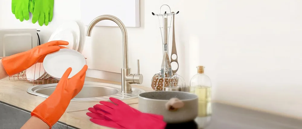 Cleanbear Household Cleaning Gloves Reusable Dish Washing Glove Set of 3 Green,red,orange - Cleanbear Kitchen products